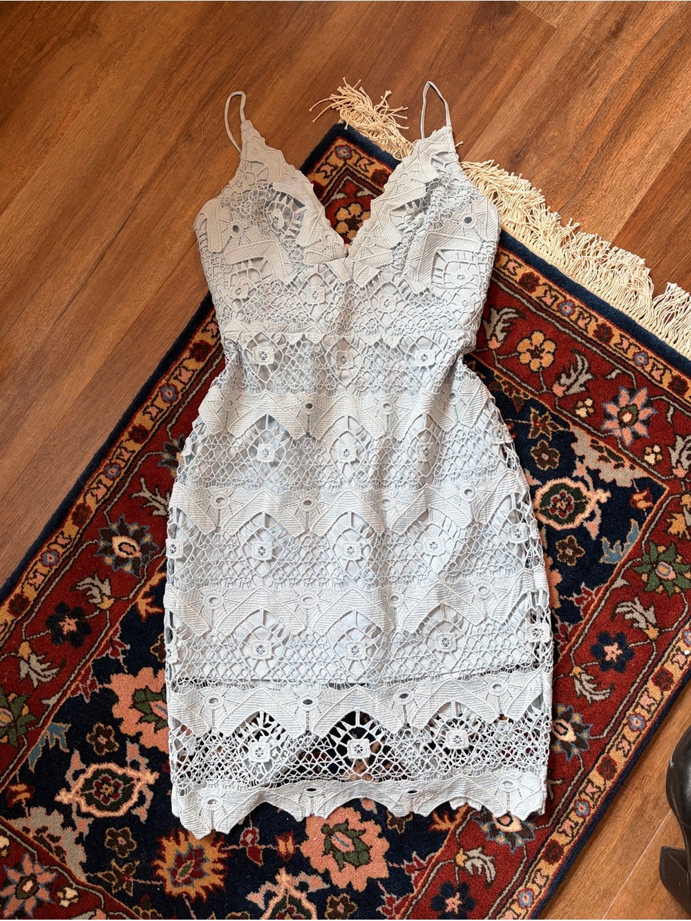 Lulu's Light Blue Lace V-Neck Mini Dress